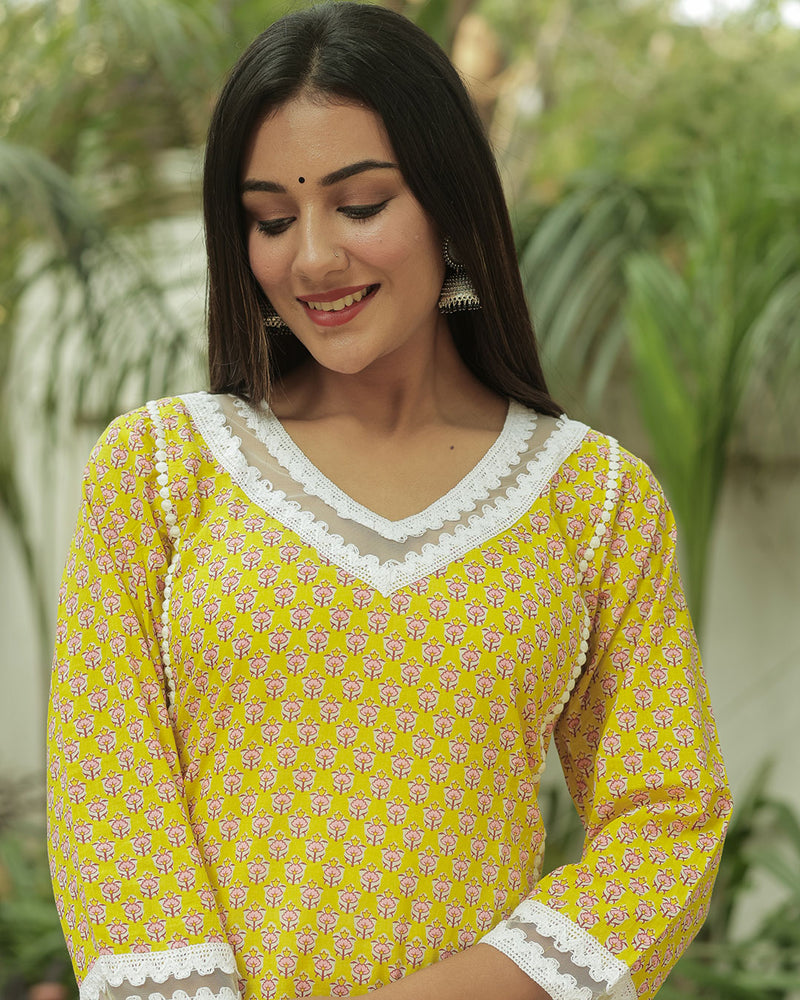 LIME COTTON KURTA