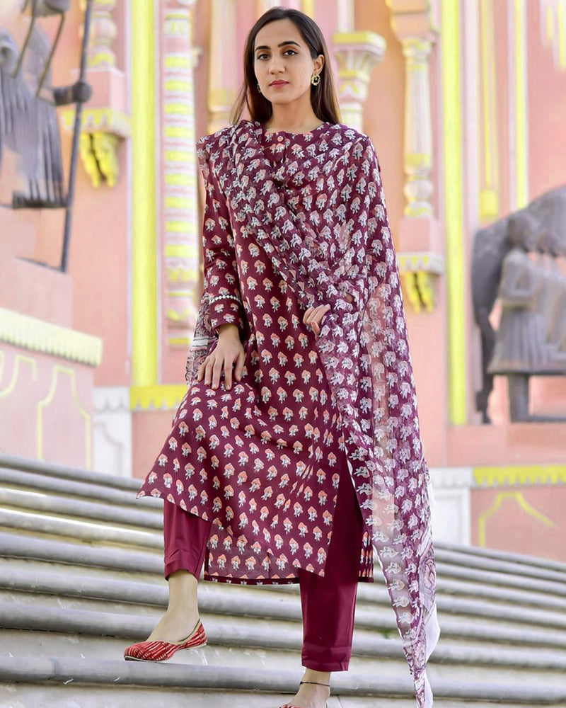 PINK BUTTI HANDBLOCK SUIT SET