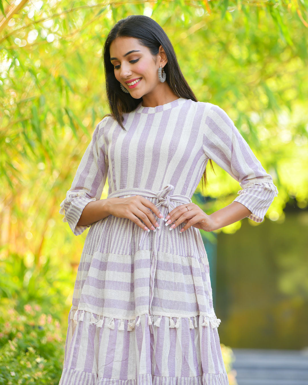 cotton khadi dress Aurora Maxi in Peach Khadi Cotton