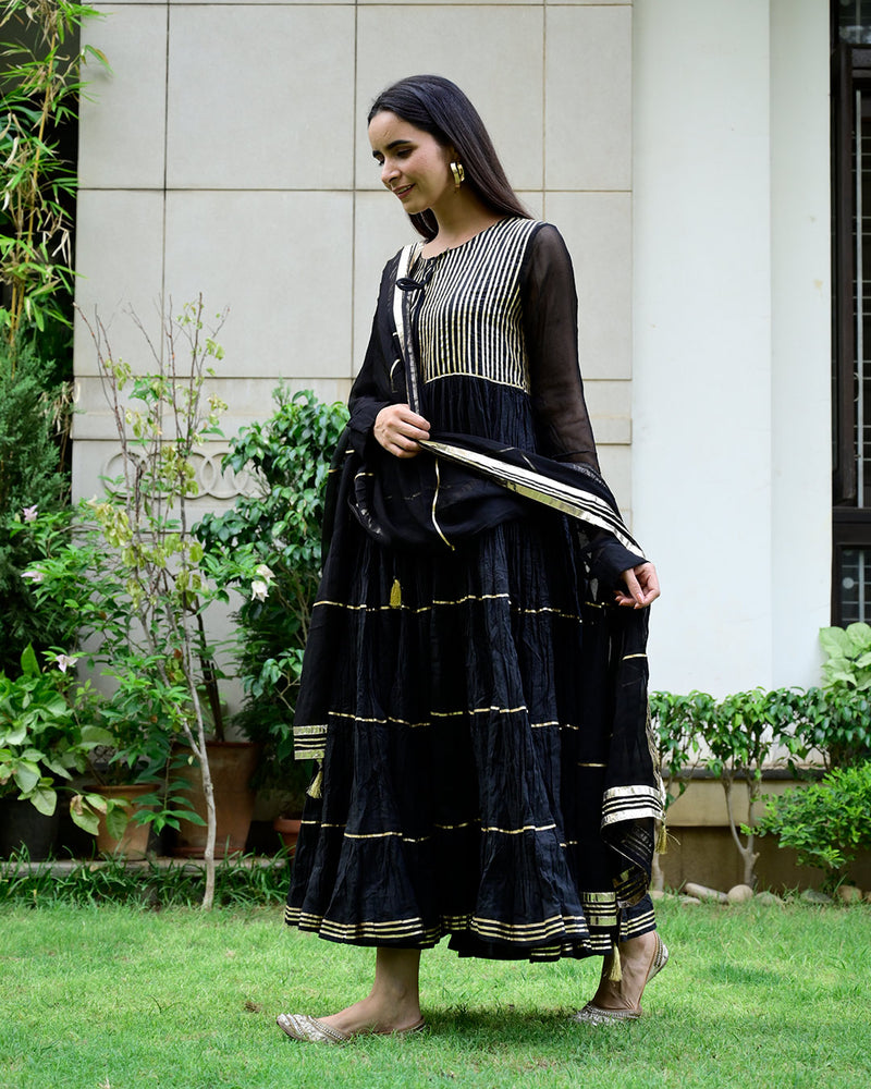 BLACK GOTTA WORK ANARKALI GOWN
