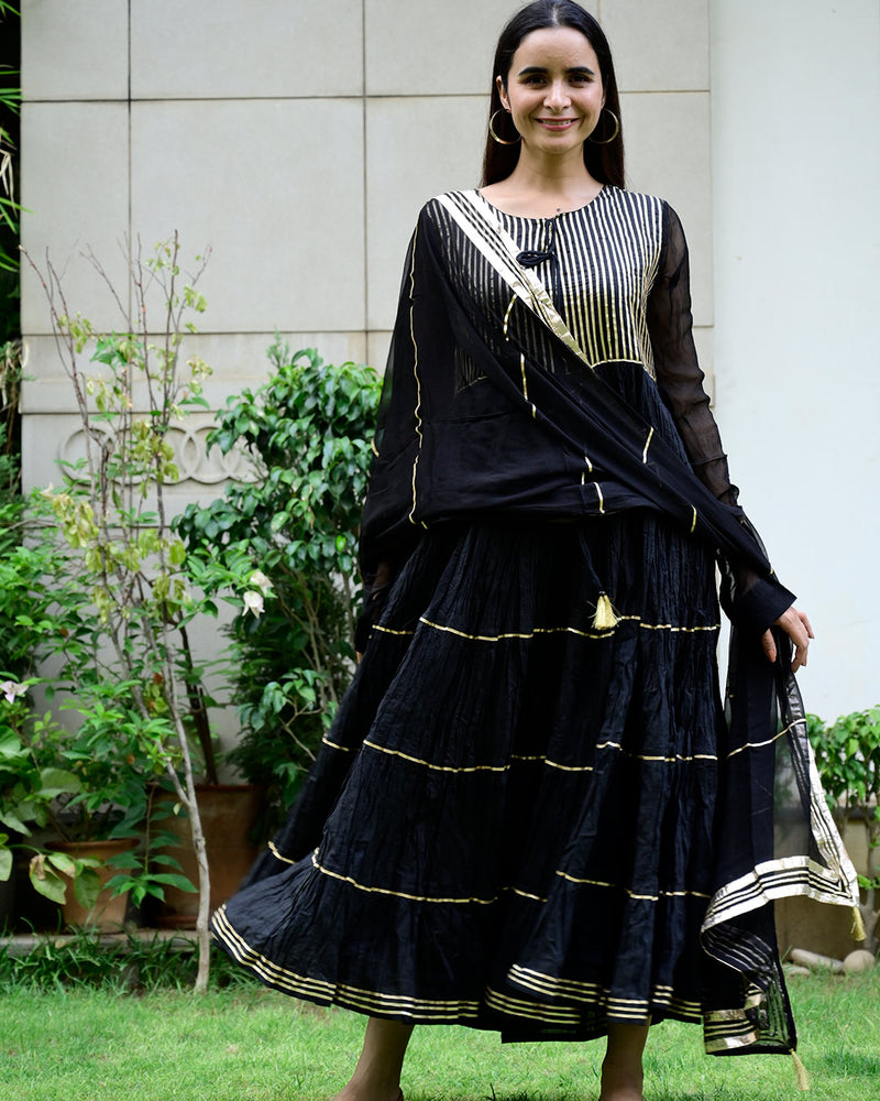 BLACK GOTTA WORK ANARKALI GOWN