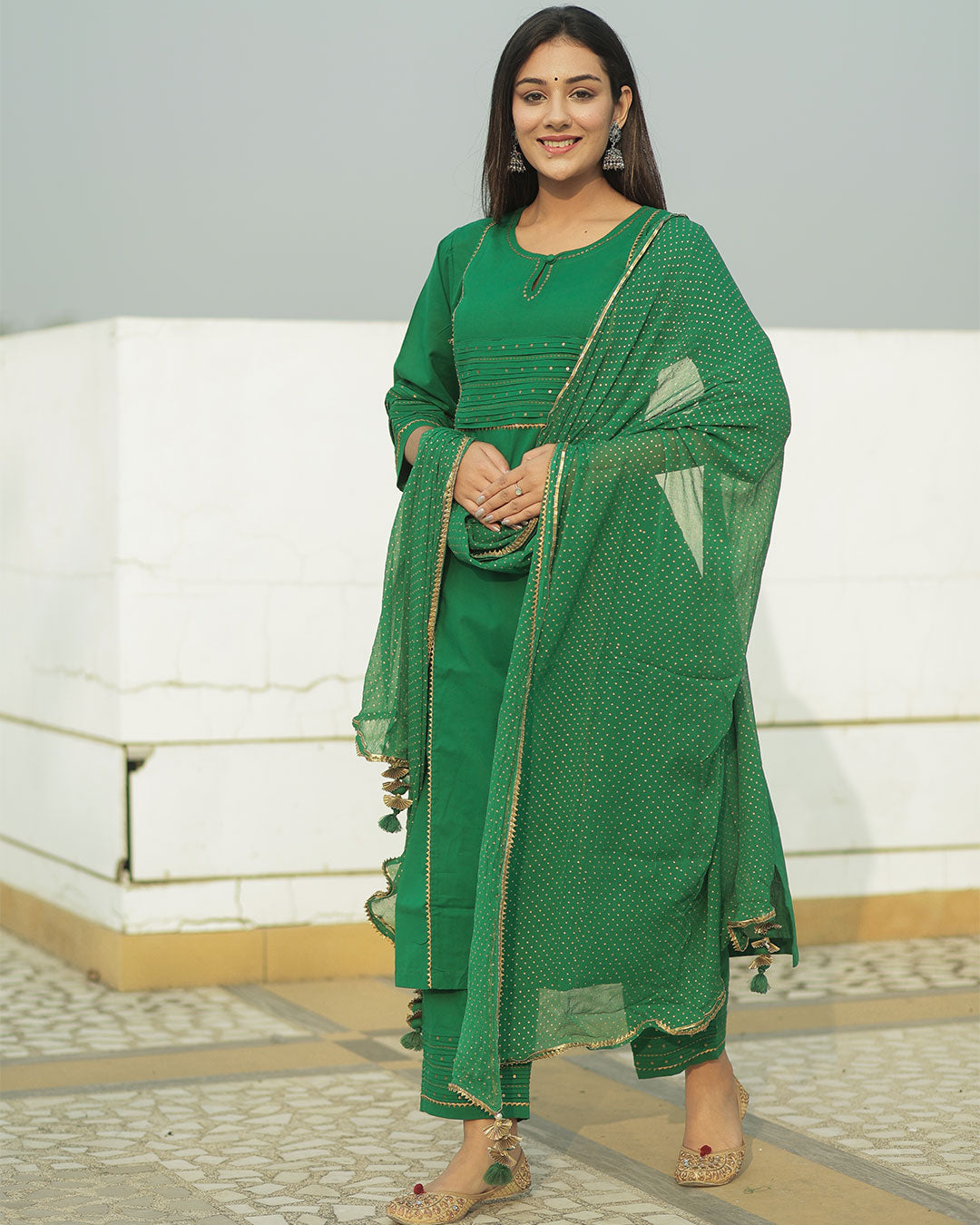 BASIC GREEN COTTON SUIT