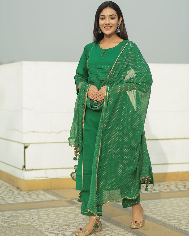 BASIC GREEN COTTON SUIT