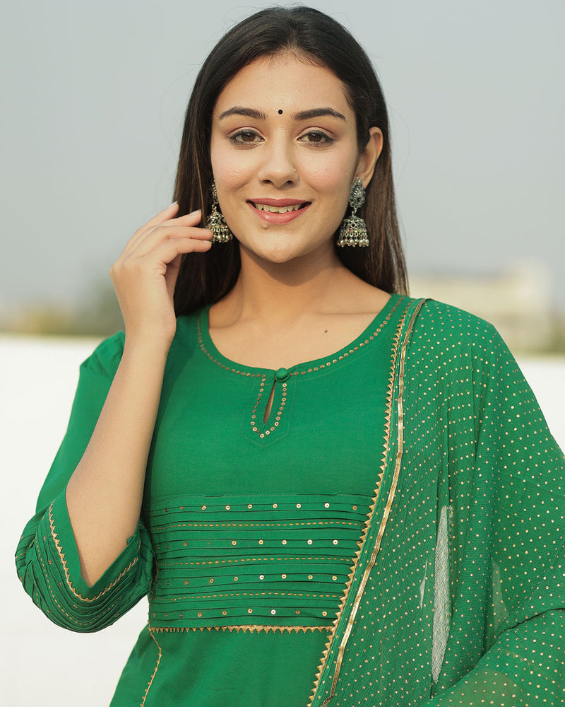 BASIC GREEN COTTON SUIT