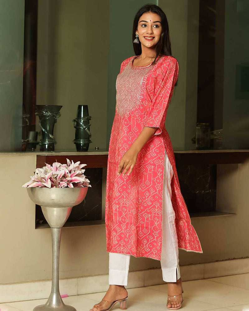 PINK MUSLIN KURTA WITH GOTTA WORK