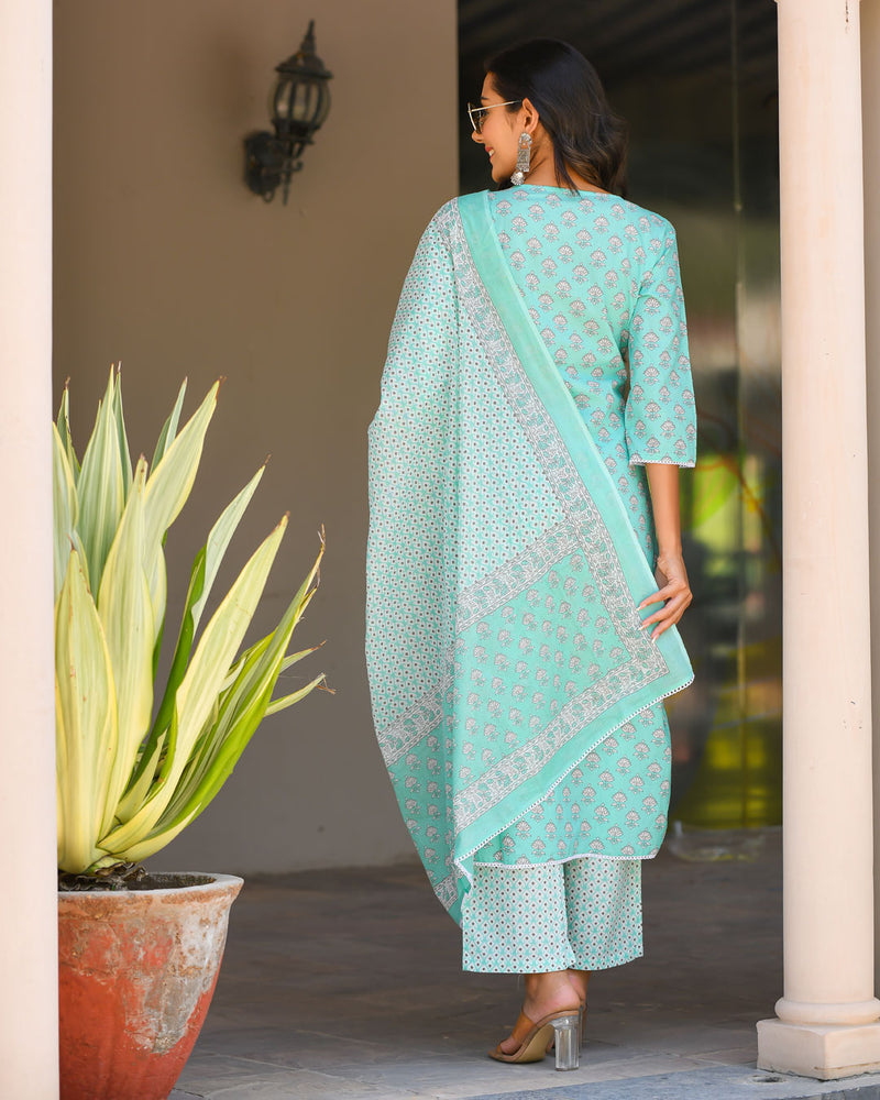 OCEAN BLUE COTTON SUIT SET
