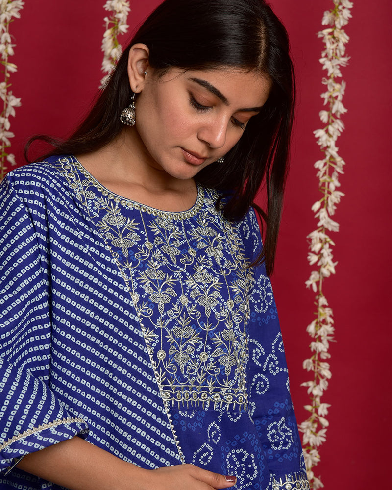 NAVY BLUE BANDHEJ SUIT SET