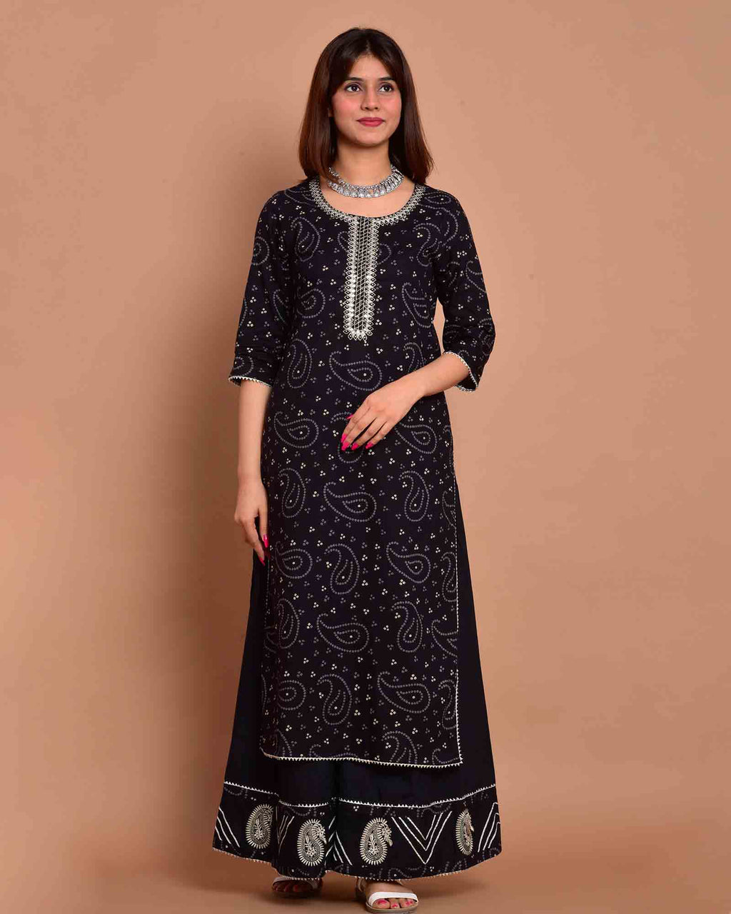 BLACK BANDHEJ PALAZZO SET