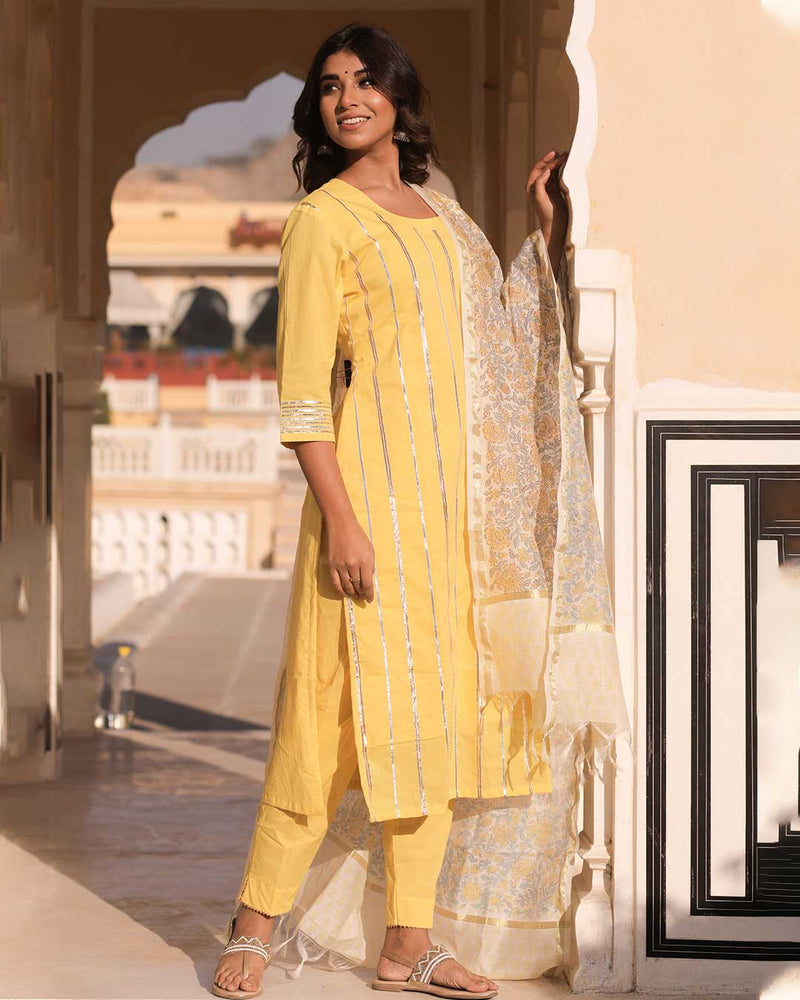 YELLOW SUIT WITH CHANDERI DUPATTA