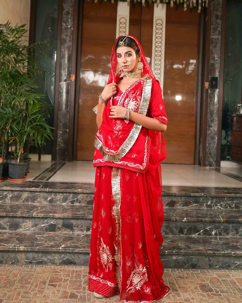 ROYAL RED HANDMADE RAJPUTI POSHAK