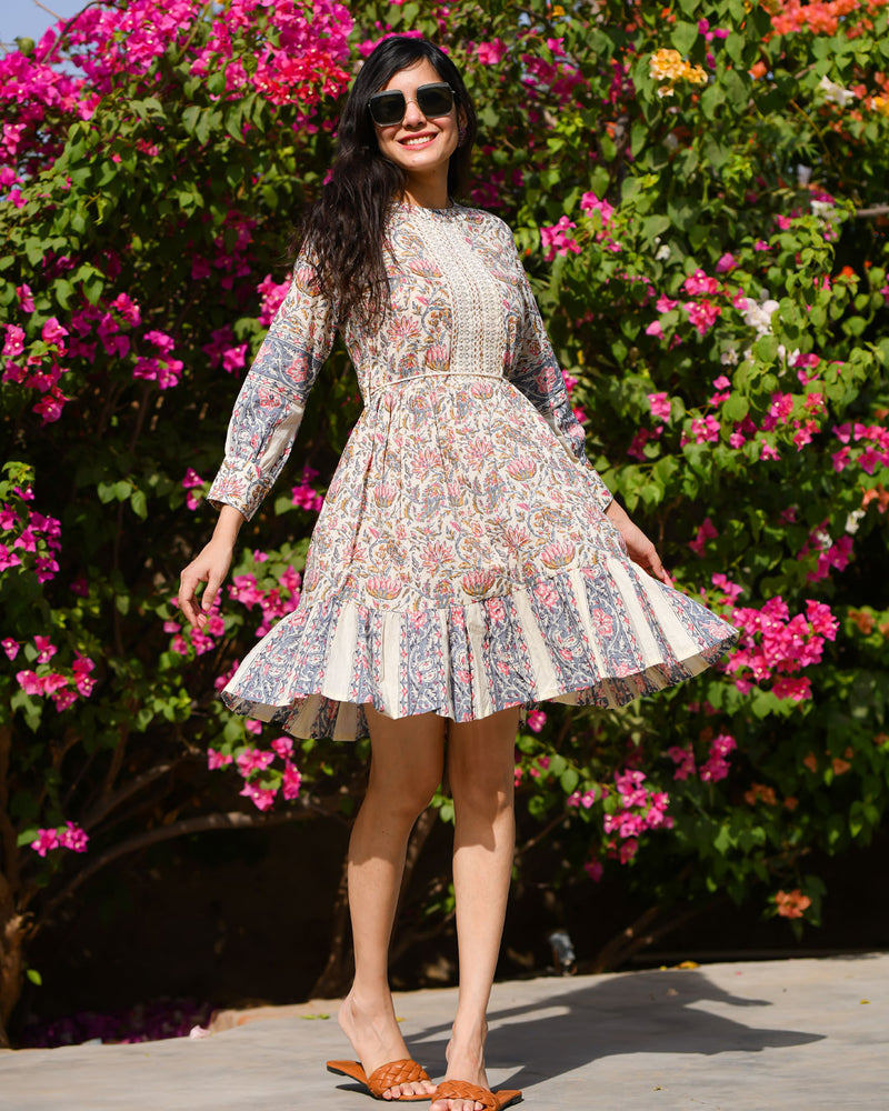 WHITE & PINK COTTON DRESS