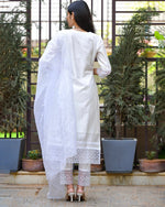 WHITE CHANDERI SUIT SET WITH ORGANZA DUPATTA