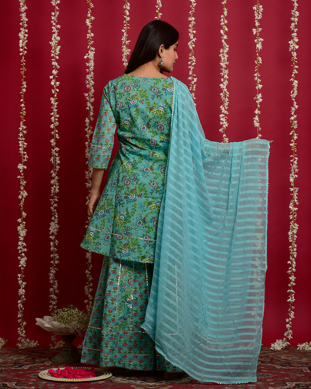 MAYA BLUE COTTON SHARARA SET
