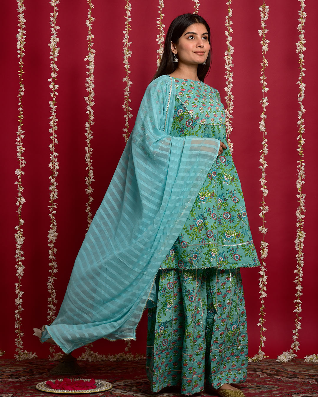 MAYA BLUE COTTON SHARARA SET