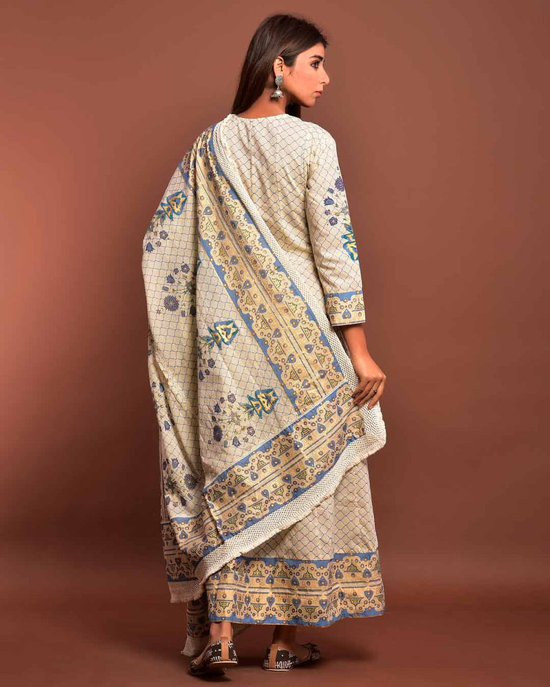 CREAM GOWN WITH DUPATTA