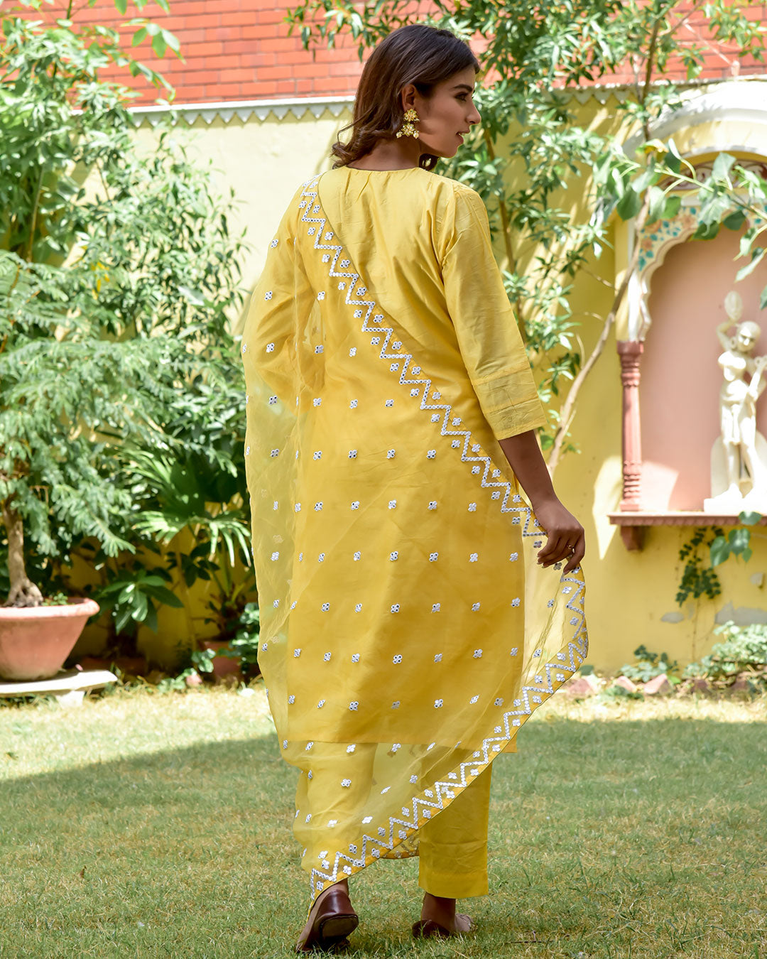 SUNSHINE YELLOW CHANDERI SUIT SET