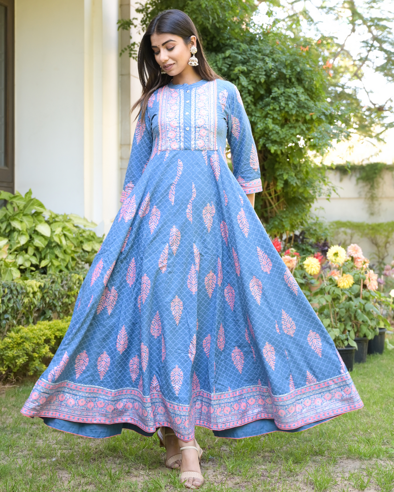 BLUE & PINK LONG GOWN