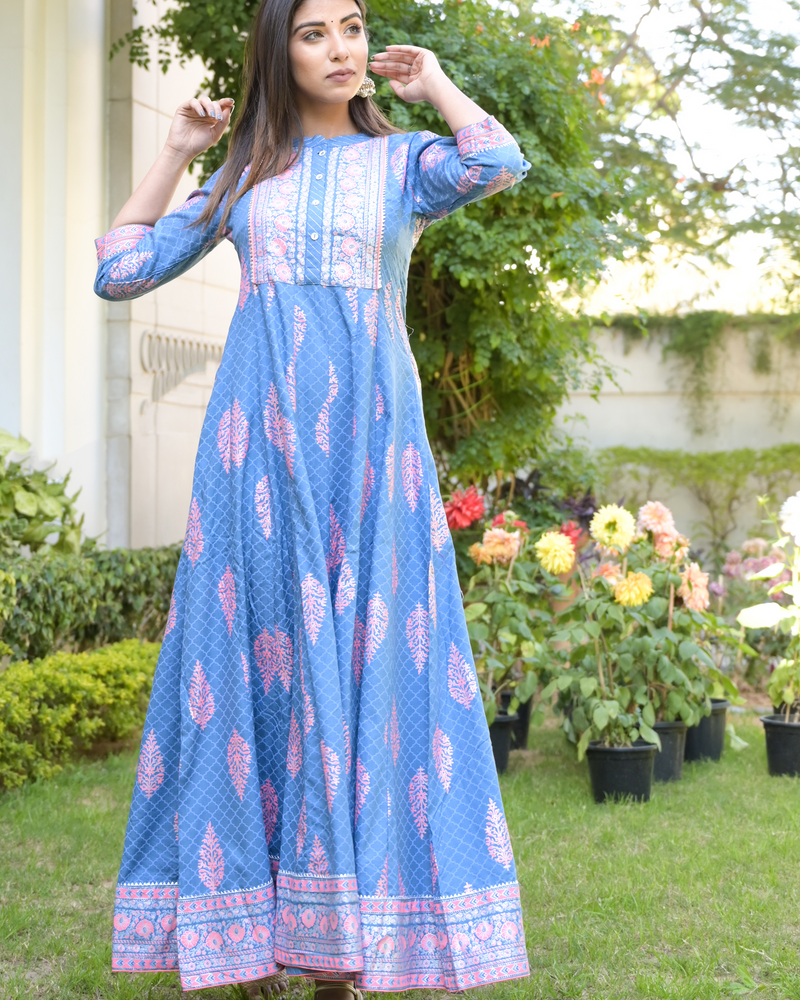 BLUE & PINK LONG GOWN