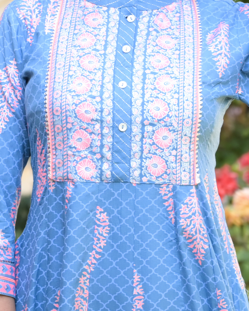 BLUE & PINK LONG GOWN