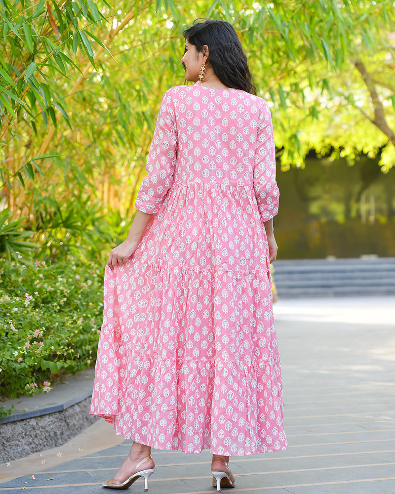 PINK COTTON GOWN WITH LINING
