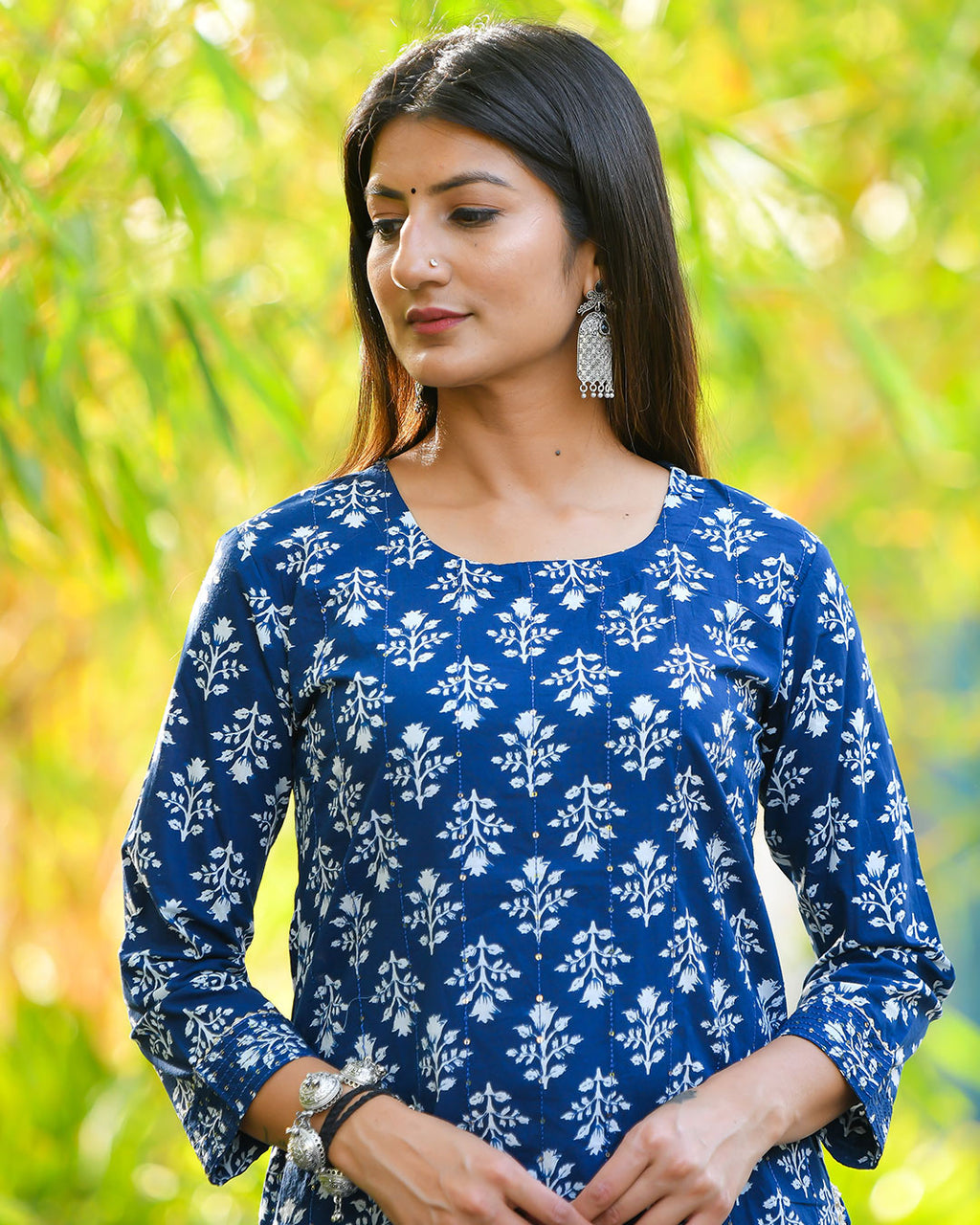 DARK BLUE COTTON KURTA SET
