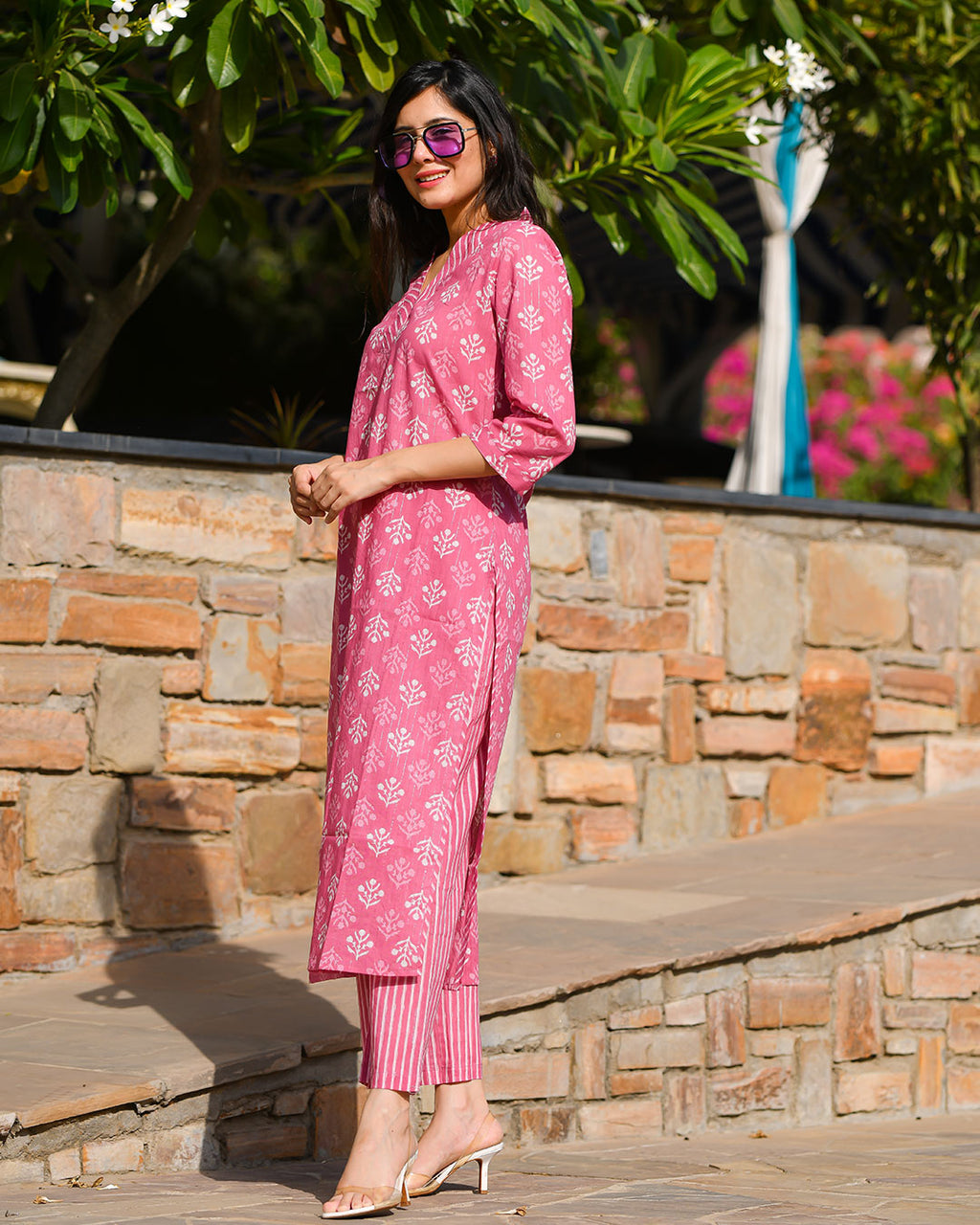 PINK COTTON KURTA SET