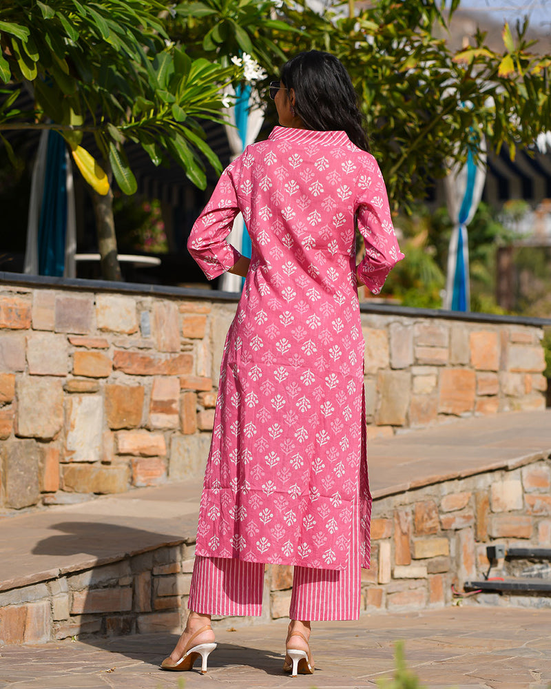 PINK COTTON KURTA SET