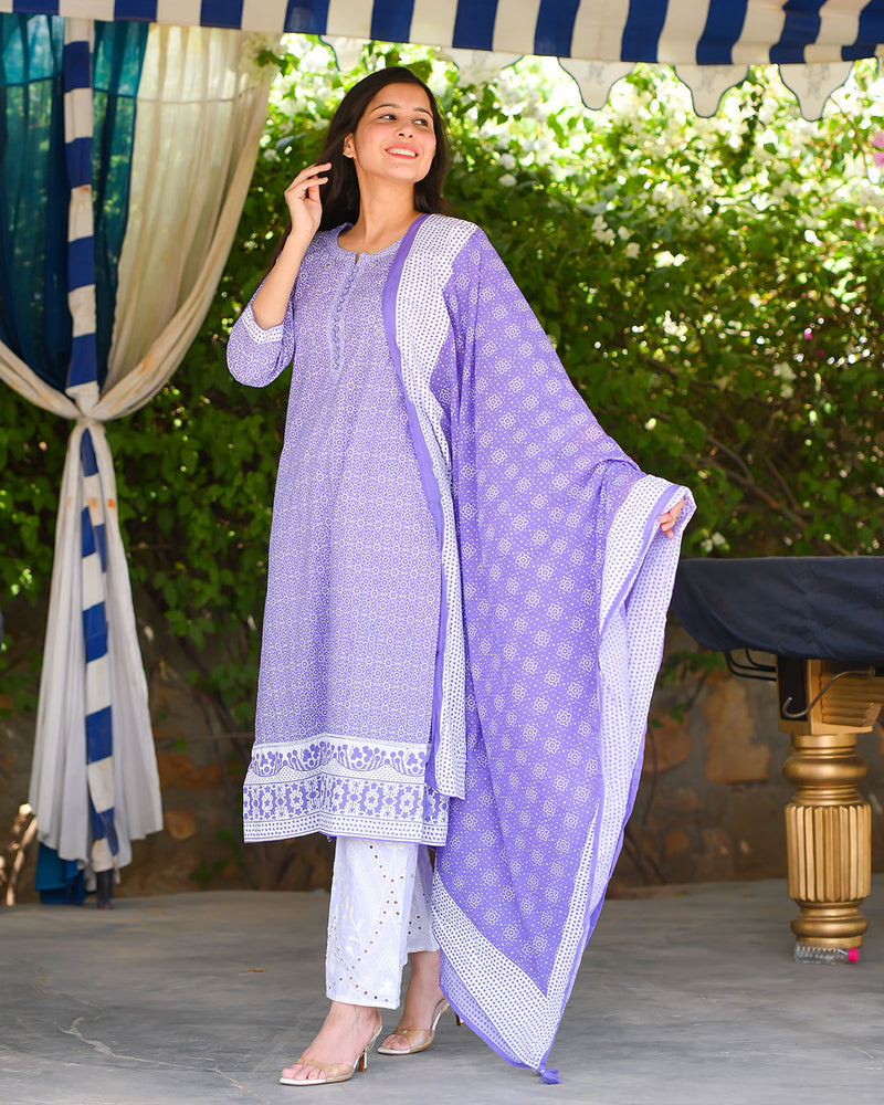 PURPLE COTTON SUIT SET