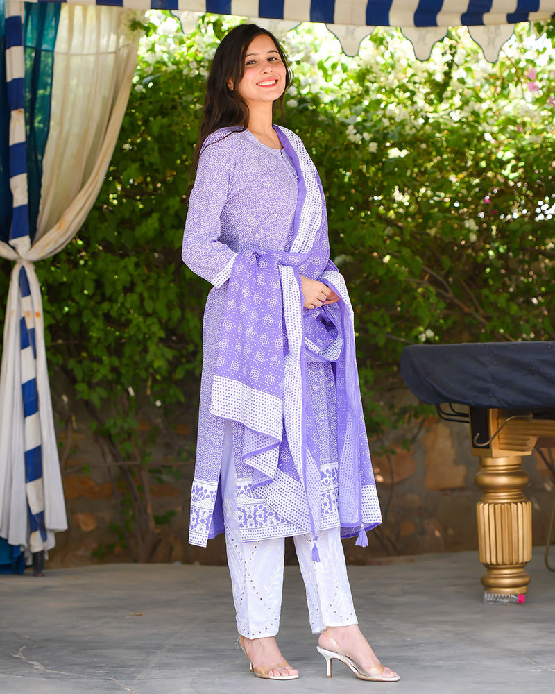 PURPLE COTTON SUIT SET