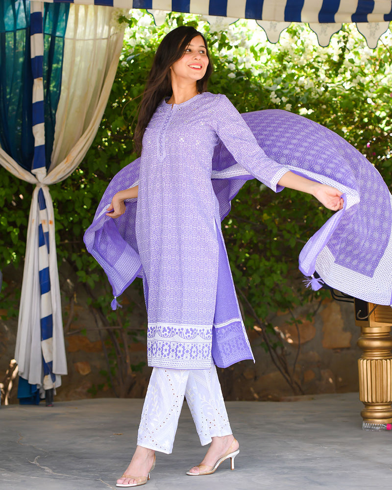 PURPLE COTTON SUIT SET
