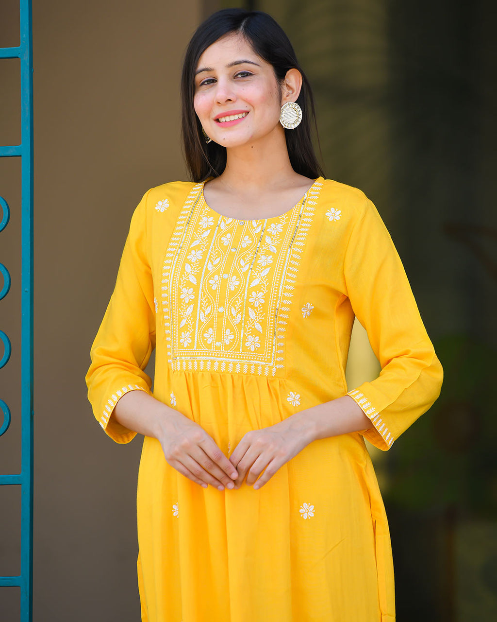 YELLOW RAYON KURTA
