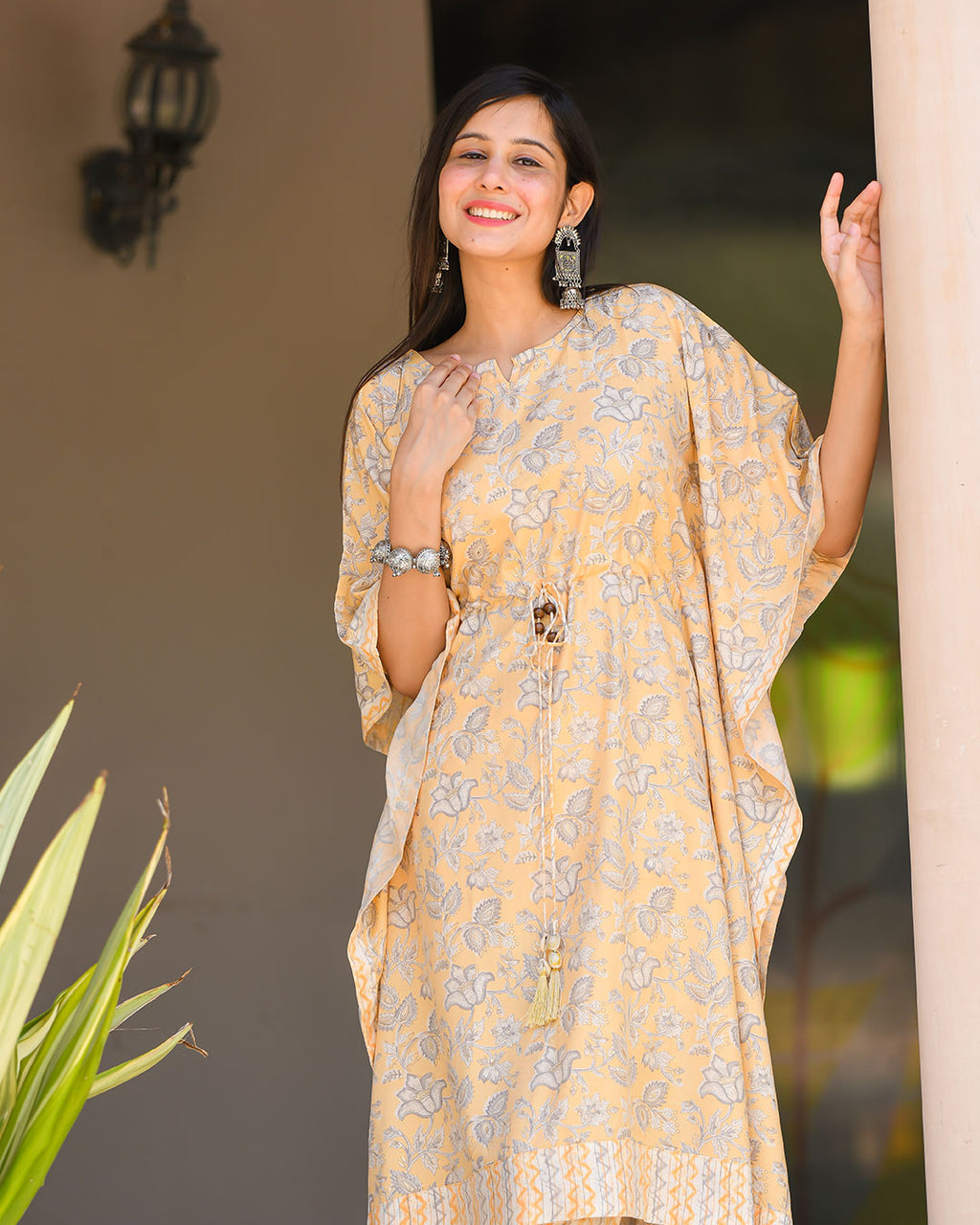 PARMESAN YELLOW MUSLIN KAFTAN SET