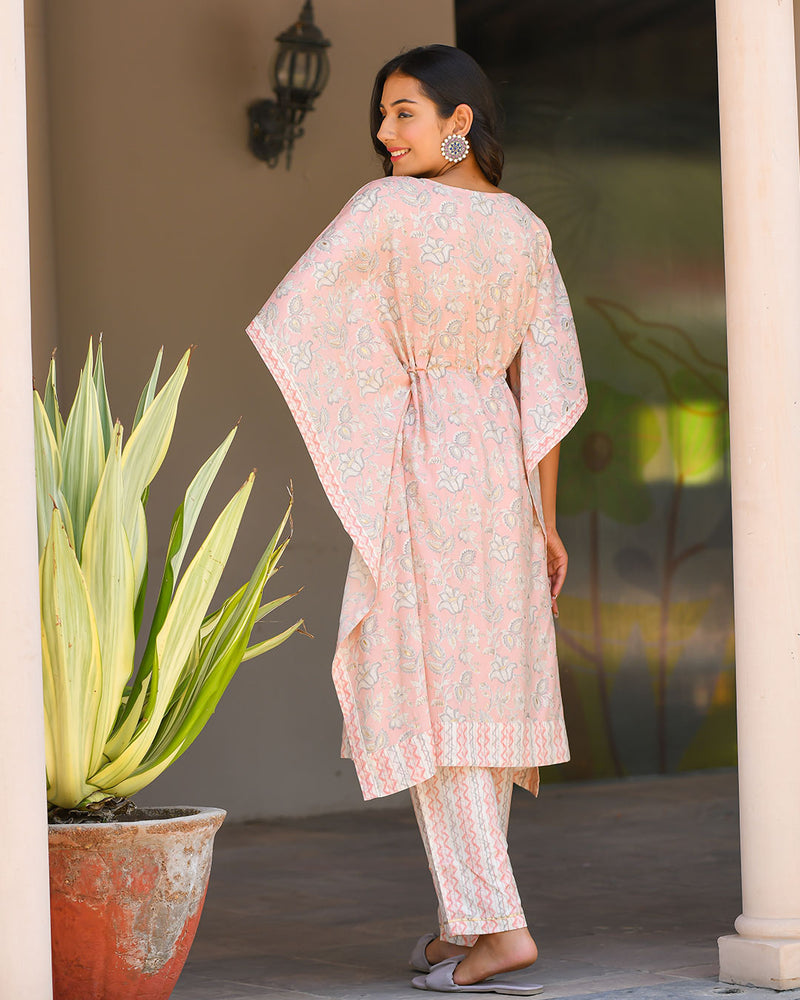 PINK PEACH MUSLIN KAFTAN SET