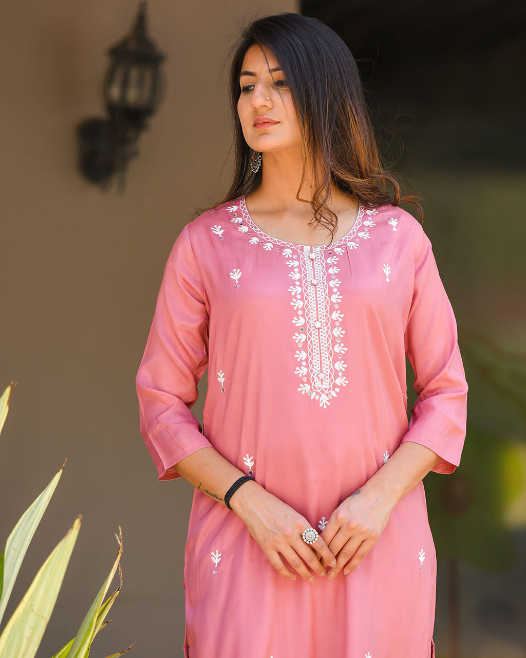 PINK MUSLIN KURTA SET