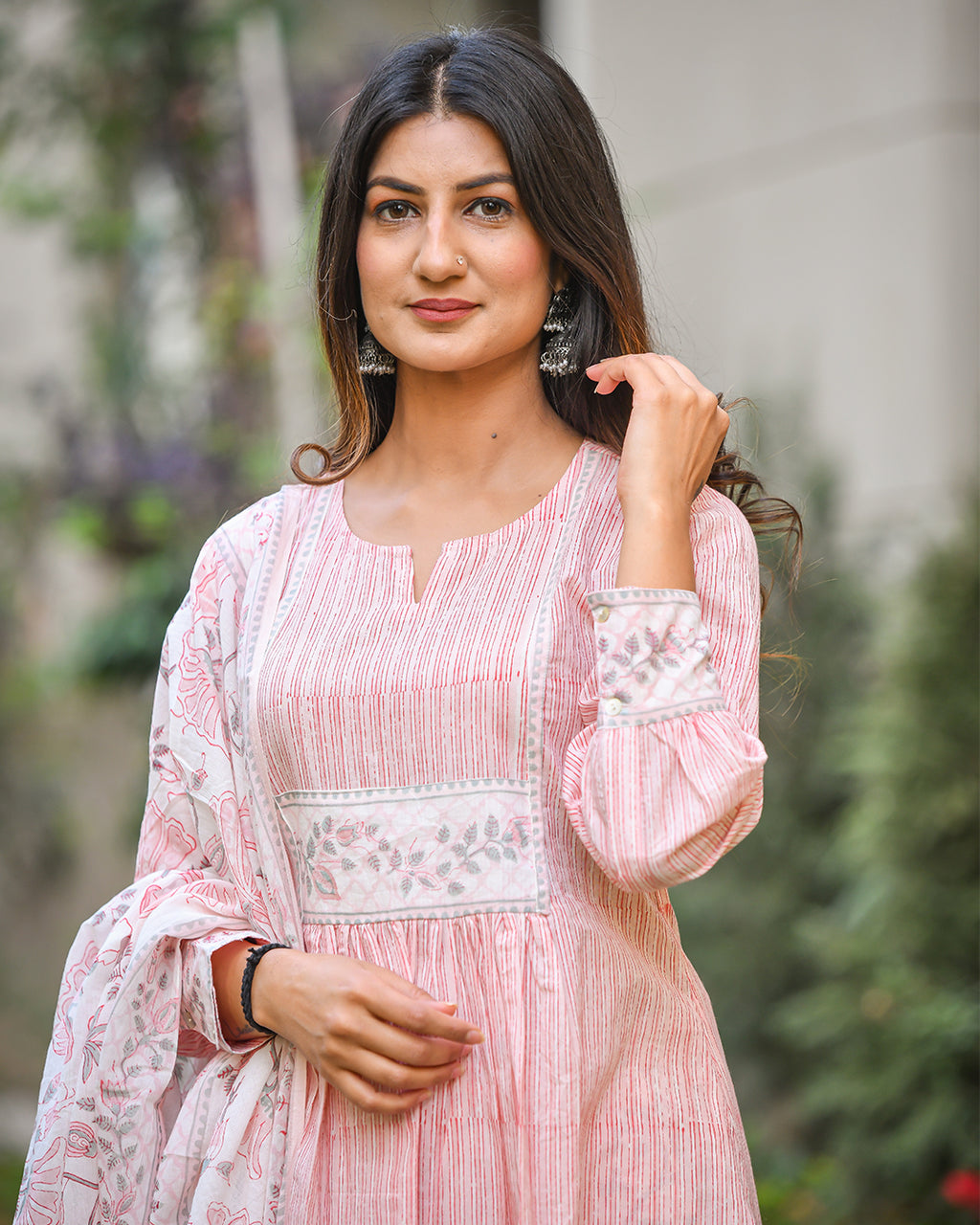 PINK COTTON HANDBLOCK SUIT SET