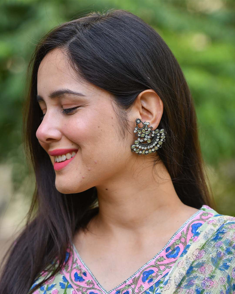 MIRROR STUDDED CHANDBALI EARRINGS