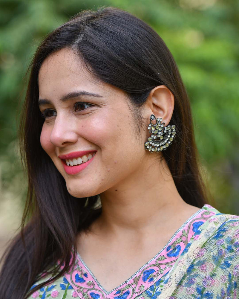 MIRROR STUDDED CHANDBALI EARRINGS