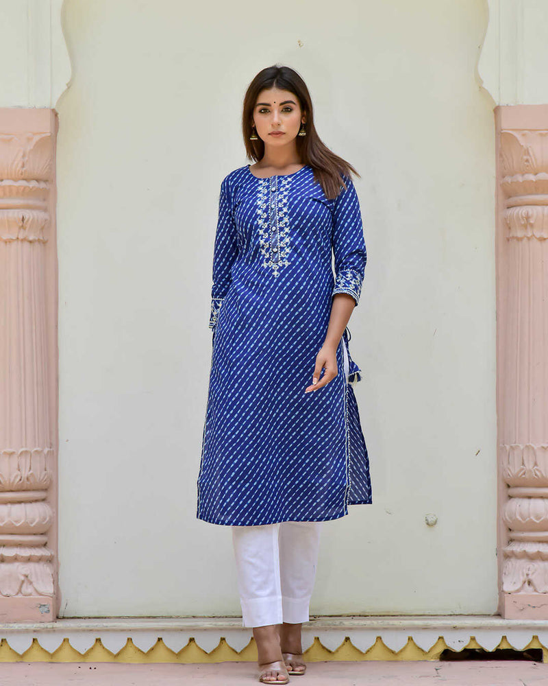 ENGLISH BLUE KURTA WITH TASSELS