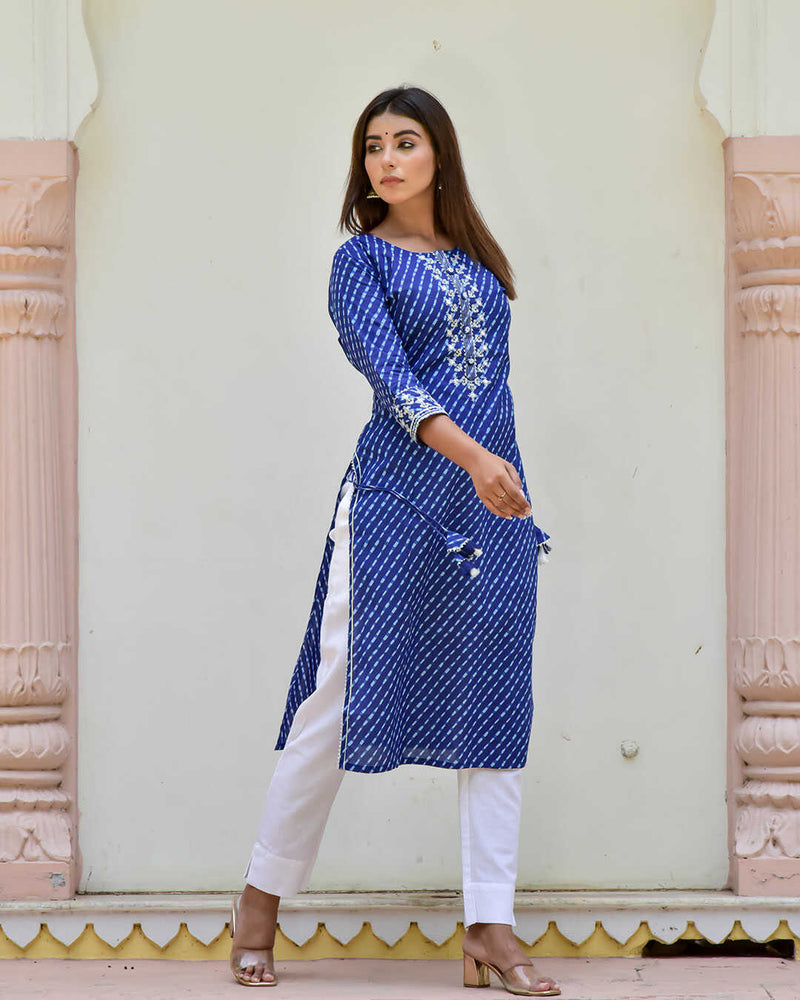 ENGLISH BLUE KURTA WITH TASSELS
