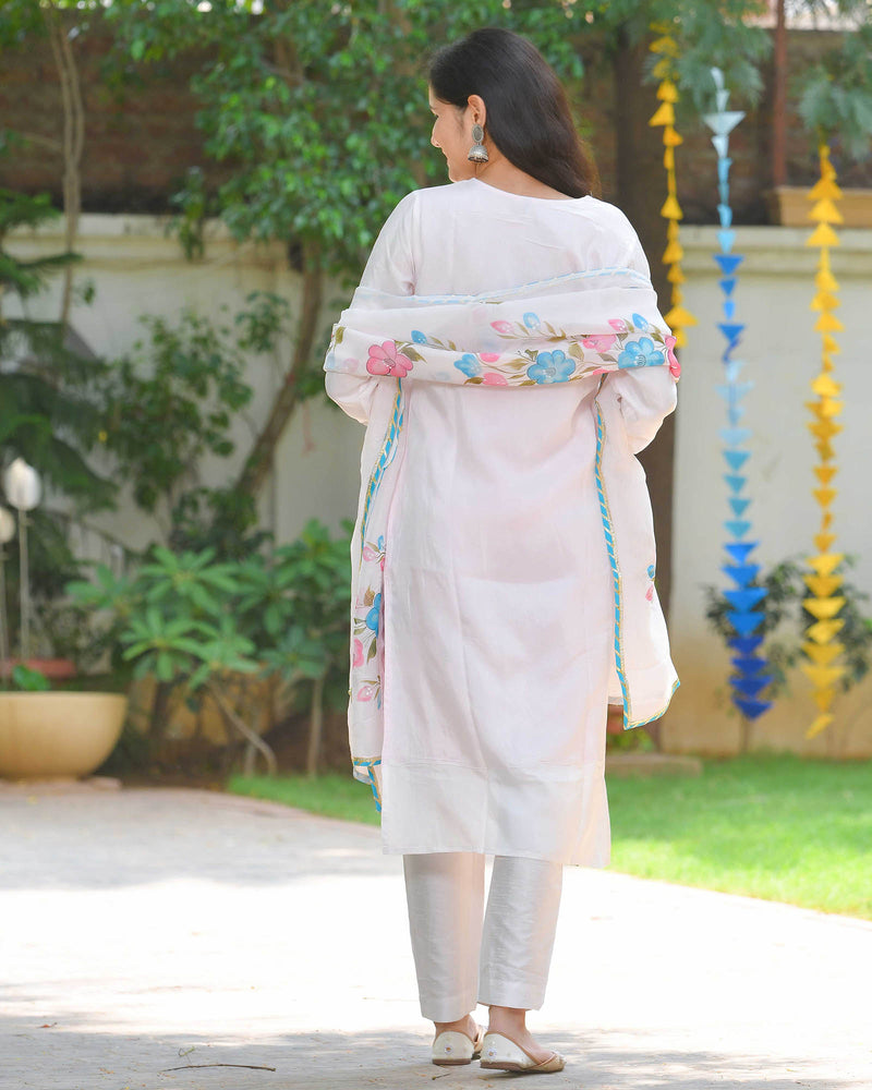 PASTEL FLORAL HANDPAINTED PINK SUIT SET