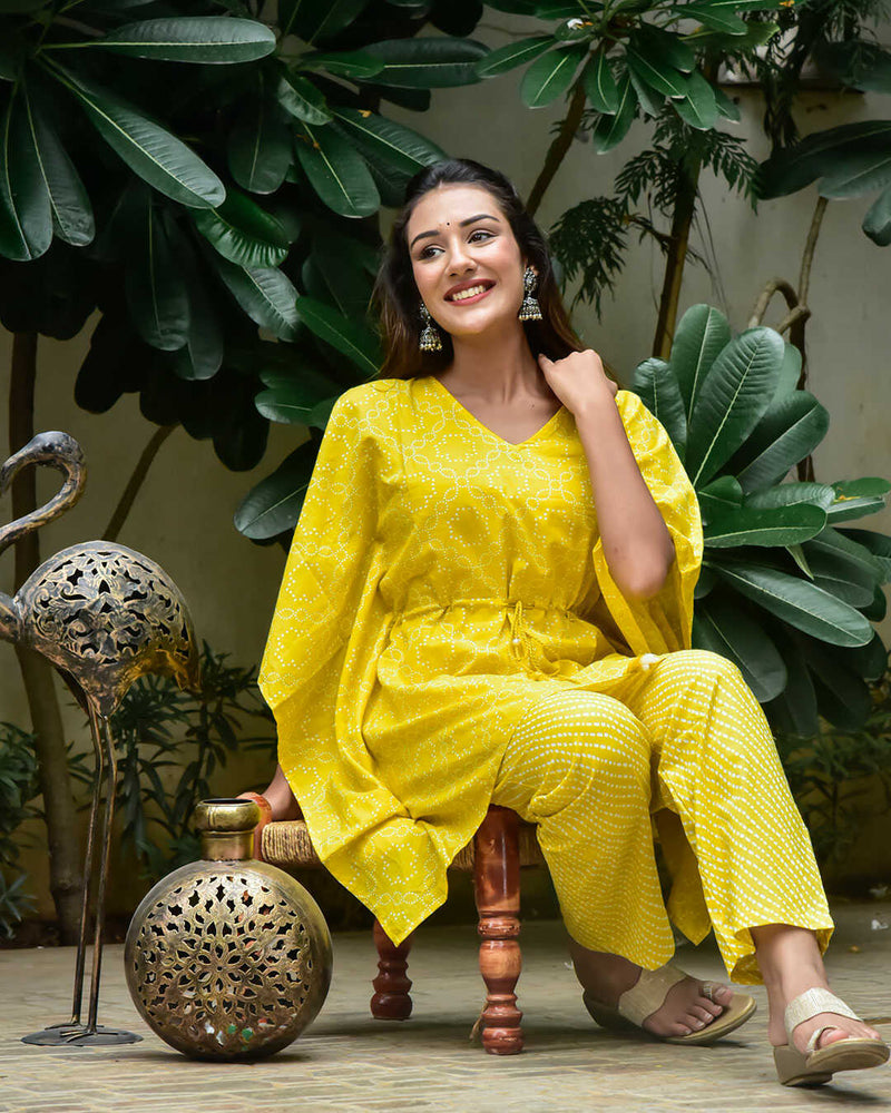 YELLOW BASIC KAFTAN SET