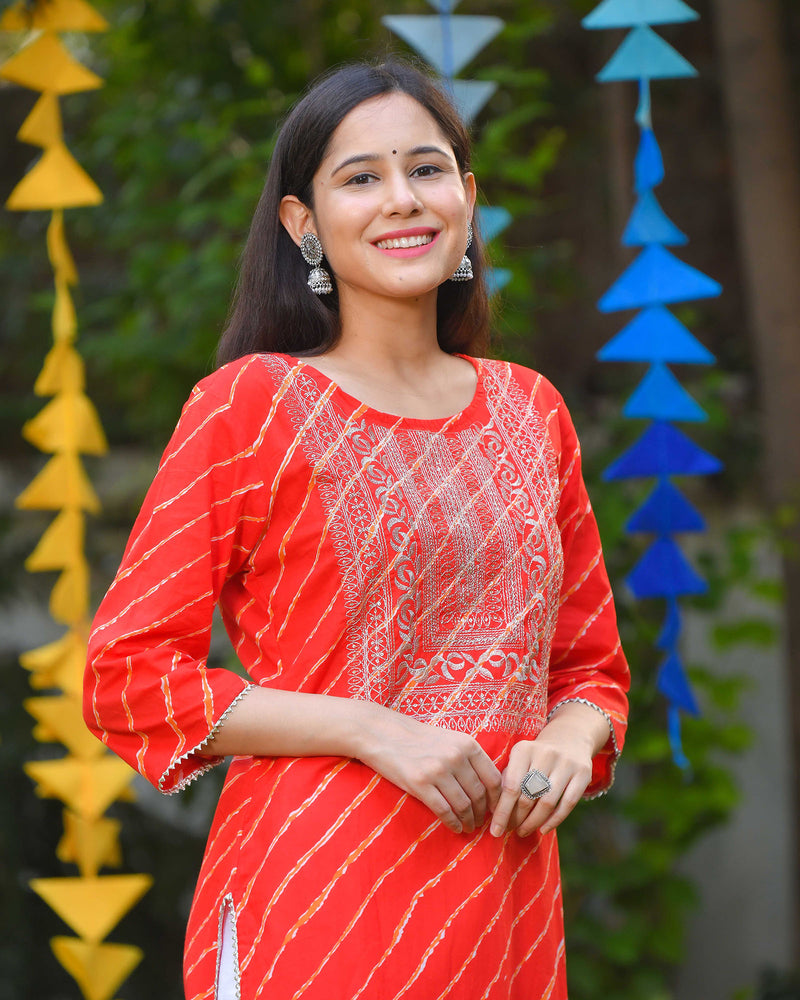 RINGING RED COTTON KURTA