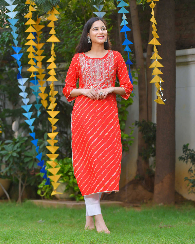 RINGING RED COTTON KURTA
