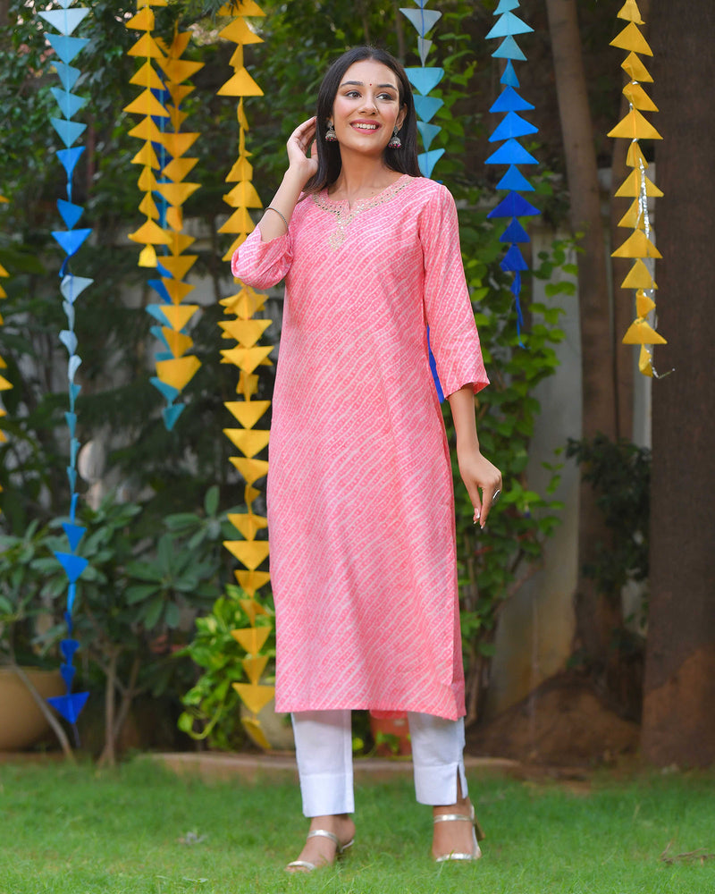 PEACH MUSLIN KURTA