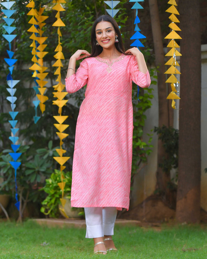 PEACH MUSLIN KURTA