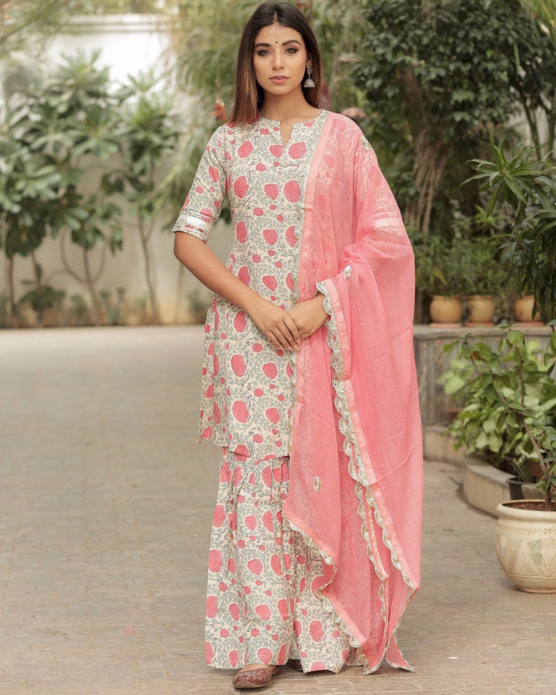 PINK & GREEN SHARARA SET WITH GOTTA WORK