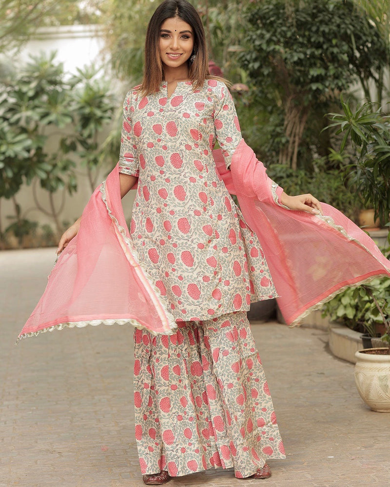 PINK & GREEN SHARARA SET WITH GOTTA WORK