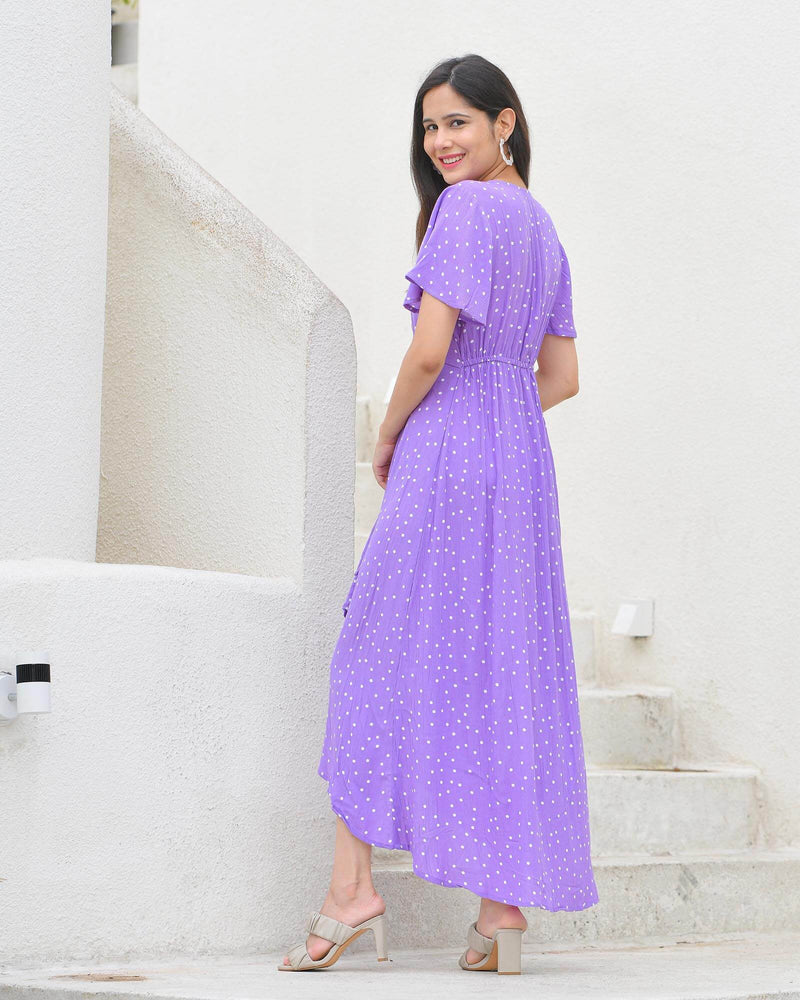 PURPLE ASSYMETRIC RAYON DRESS
