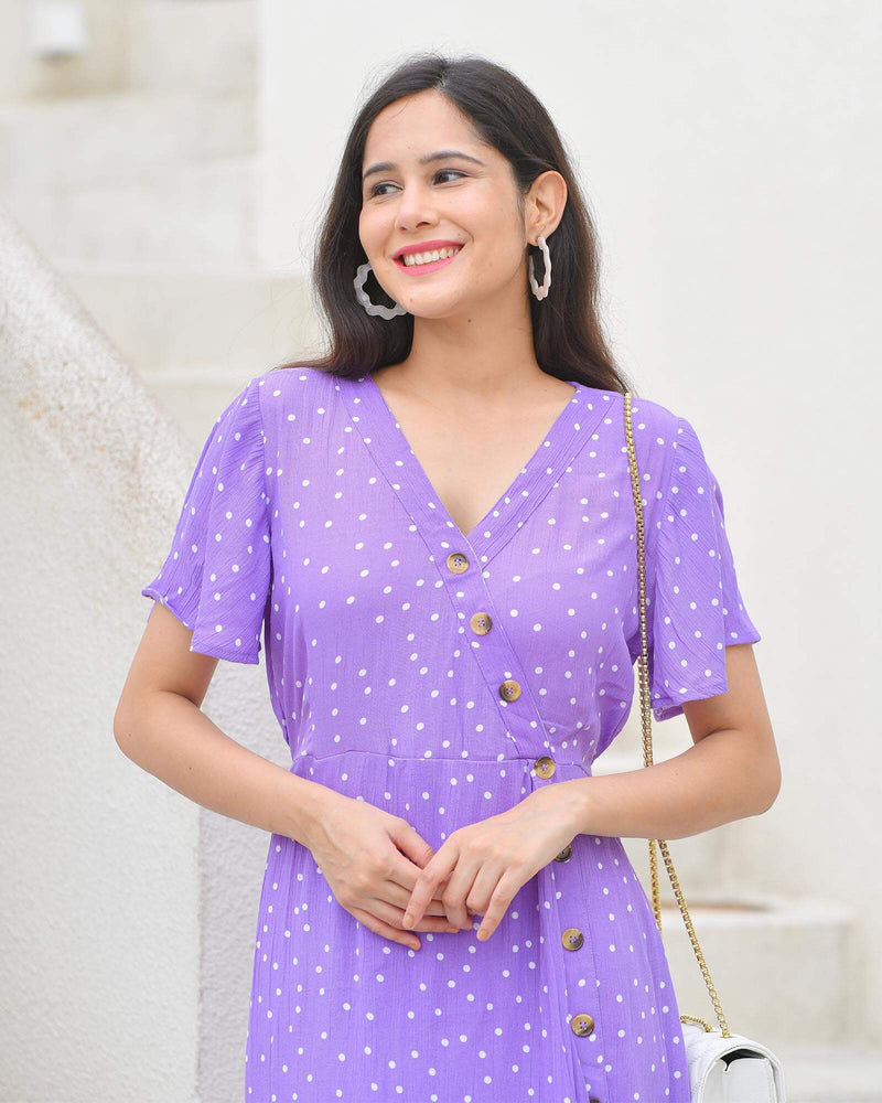 PURPLE ASSYMETRIC RAYON DRESS