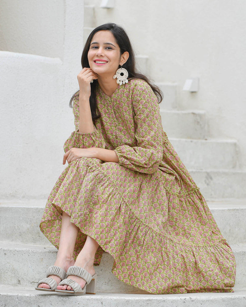 PINK FLORAL PRINT COTTON DRESS